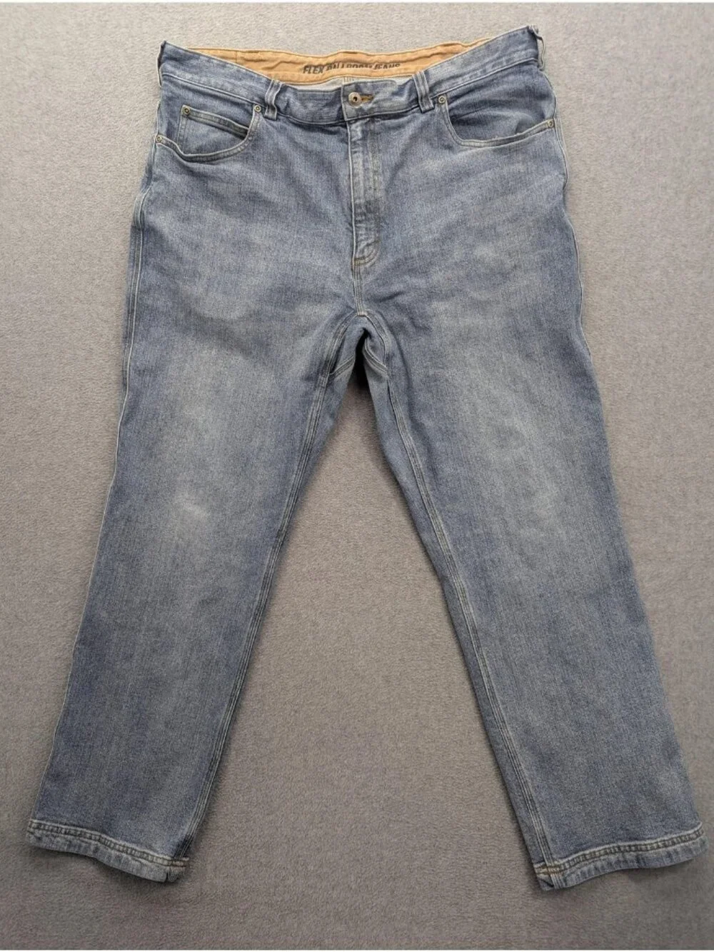 Duluth Flex Ballroom Jeans Mens 40x30 Blue Light Wash Relaxed Straight Denim